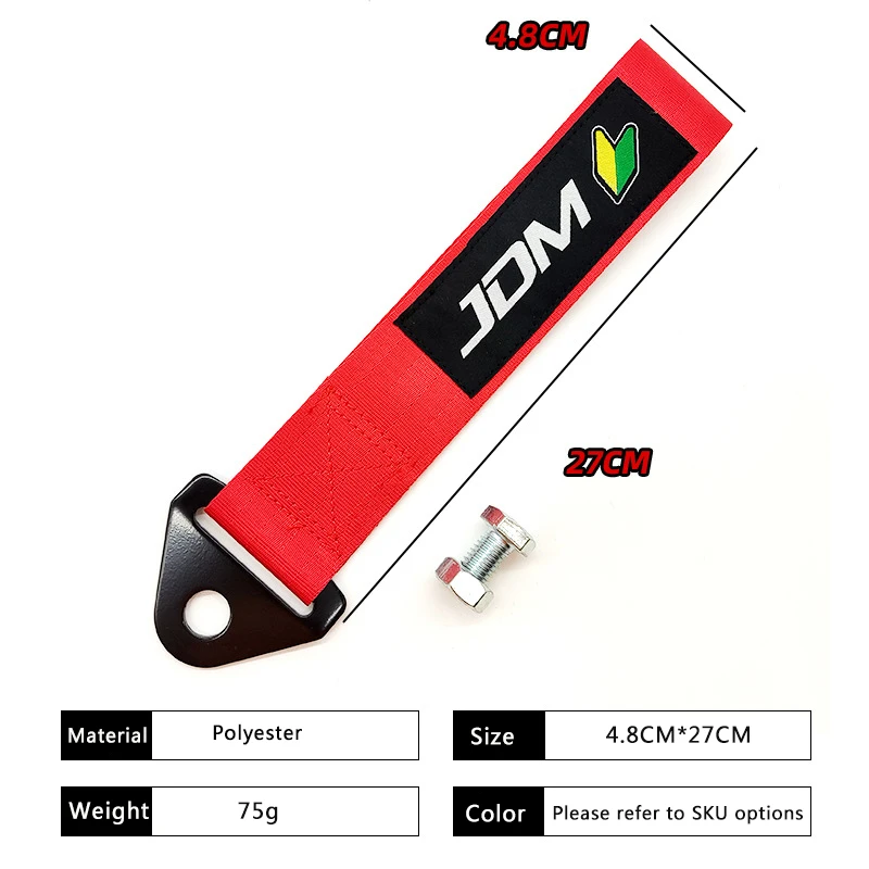 JDM Series Nylon Tow Strap Belt Car Racing Modification Ornament Tow Ropes Ribbon Auto Trailer Ropes Bumper Towing Strap Pendant