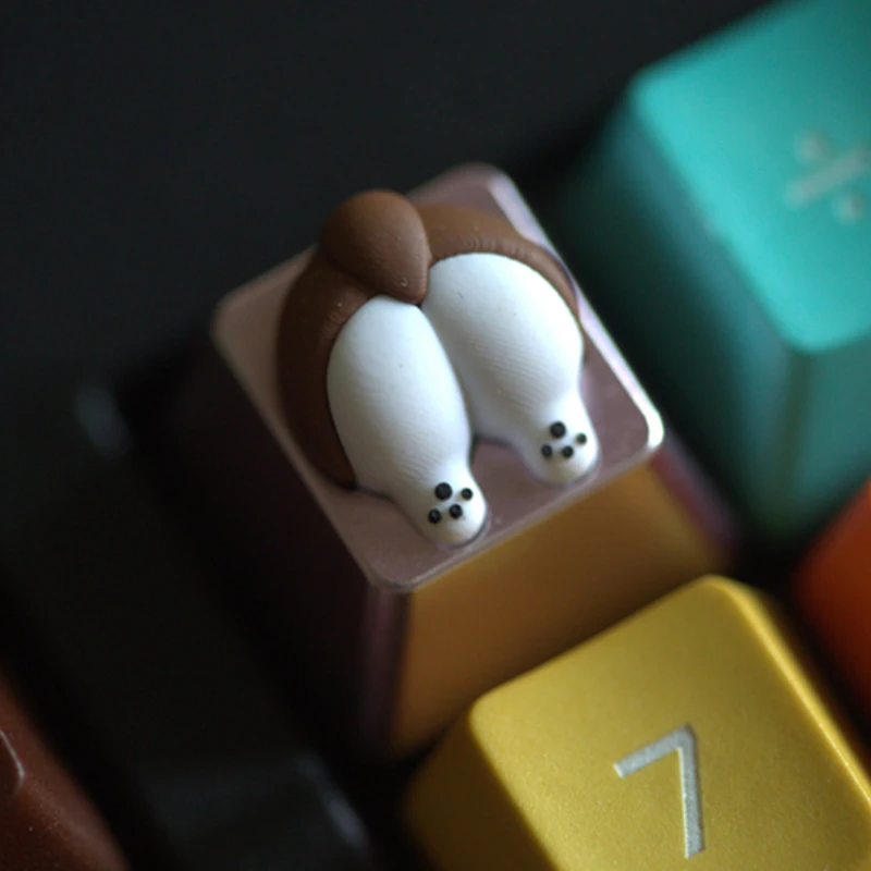 

Игровая клавиатура ESC, металлические колпачки для Cherry Mx Switch, механический белый силикагель, мягкий корги, задница, милый колпачок для домашних животных на заказ