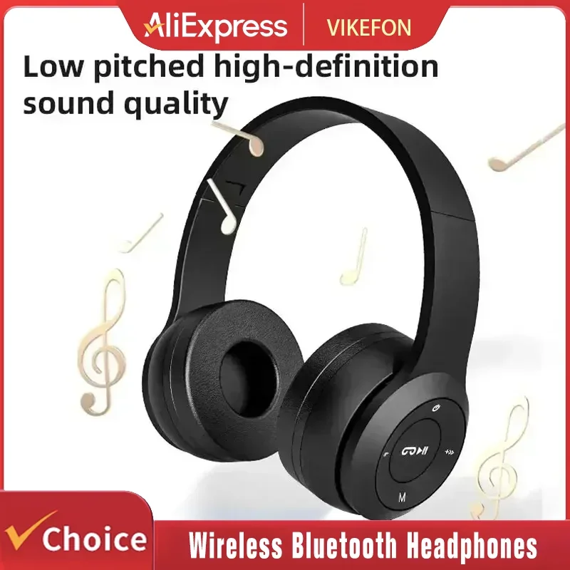 Fones de ouvido Bluetooth sem fio dobráveis 5.0, portáteis, com som HiFi, modelo supra-auricular, ideais para esportes, viagens, uso diário, jogos e música.
