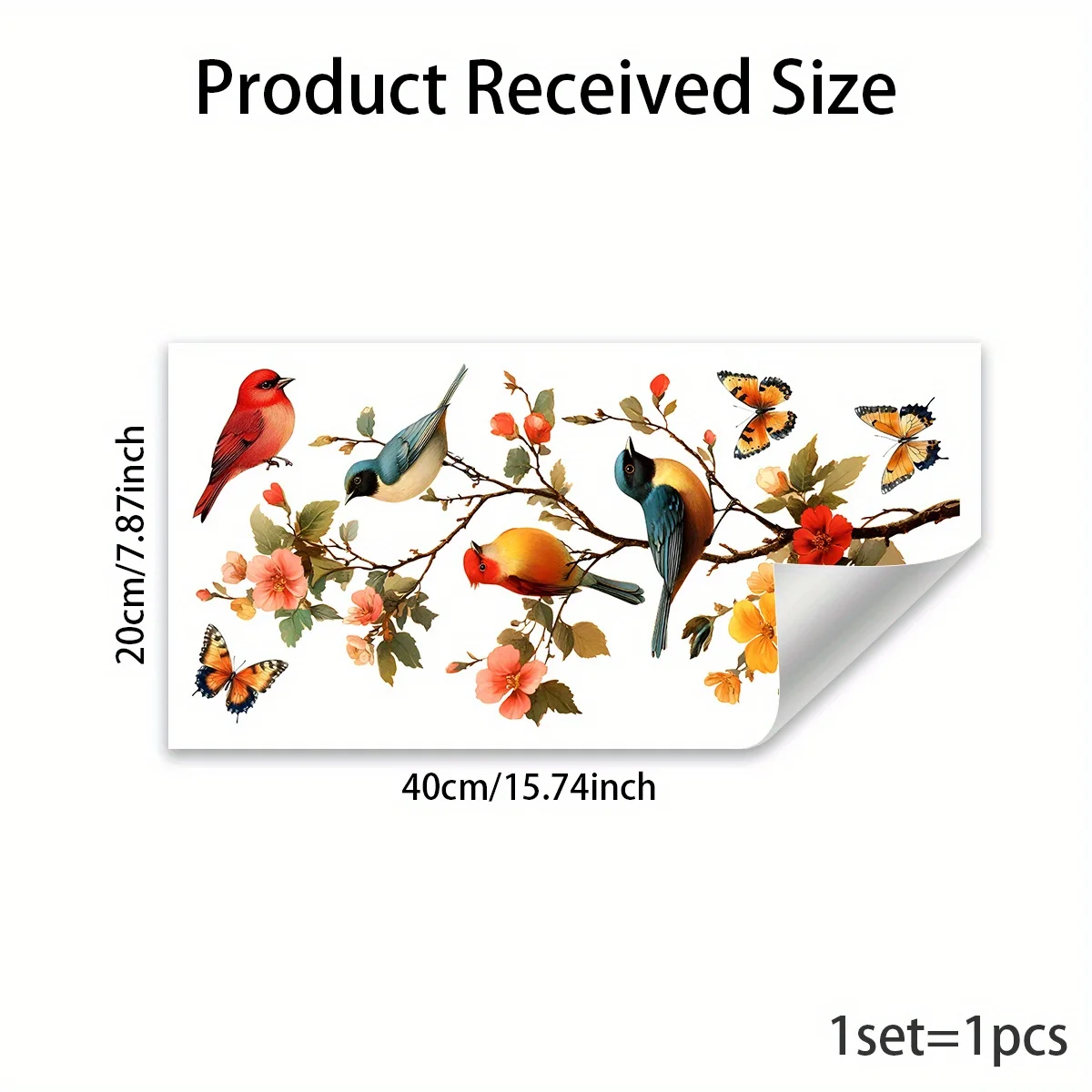 1 Piece of Pastoral Flower and Bird Window Sticker, Butterfly Floral Decoration Sticker, Self-Adhesive Glass Sticker, Bedroom and Living Room Wall Beautification Sticker view 3