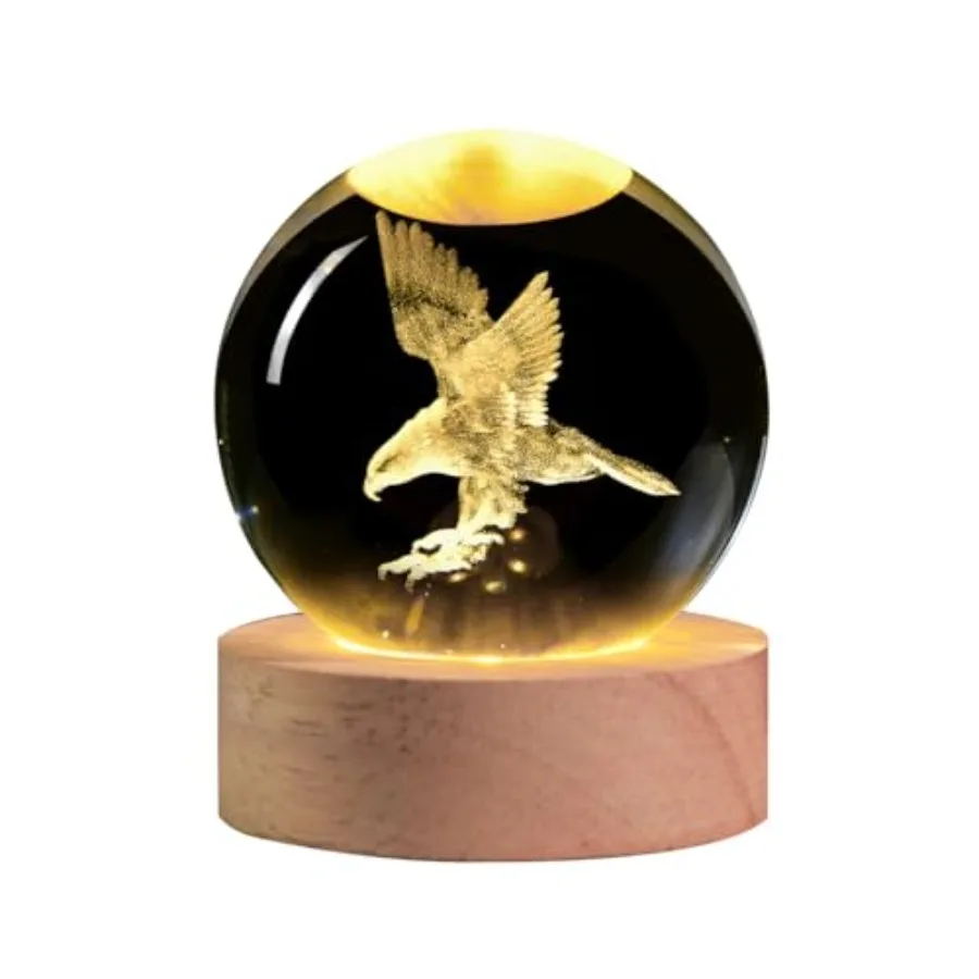 3D Laser Engraved Crystal Ball Night Light