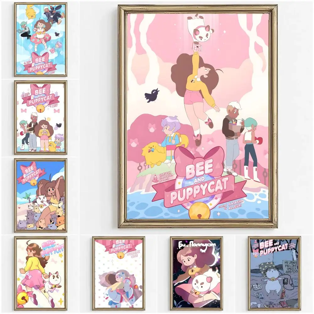 Bee And P-Puppycat Painting Calligraphy Canvas Painting Art For Bedroom Living Room Home Decor Wall Decoration Decals Gift