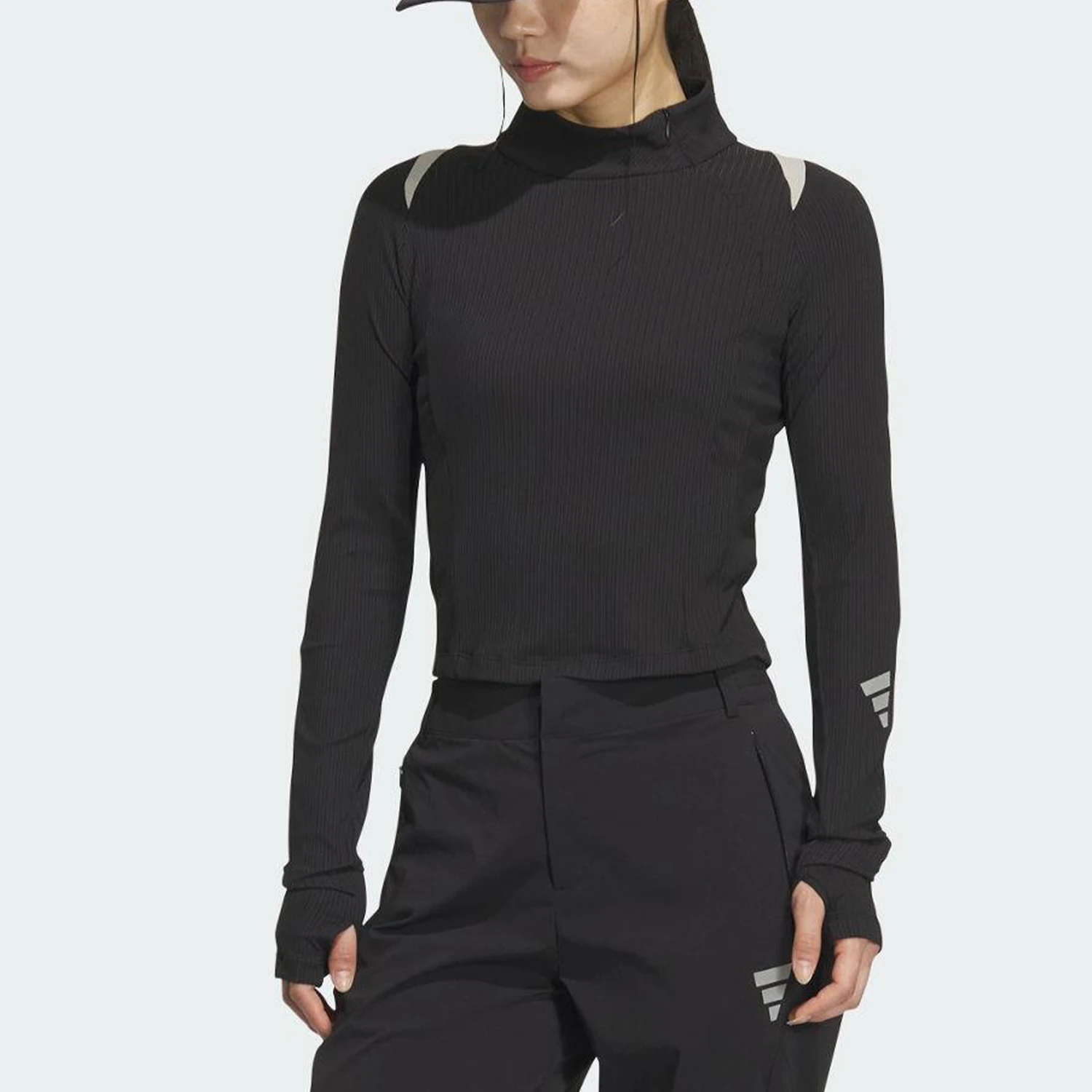 Adidas genuine Spring and Autumn women's slim fit stand up collar fashionable training long sleeved T-shirt KS0060