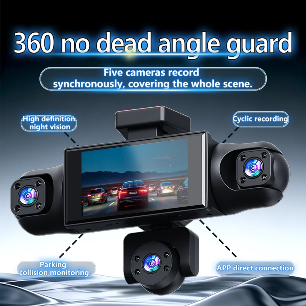 5 Lens Dash-Cam 360° Full View Car For Dashcam 4K For UHD Rear View Camera Parking Monitor For Car Security Accessories