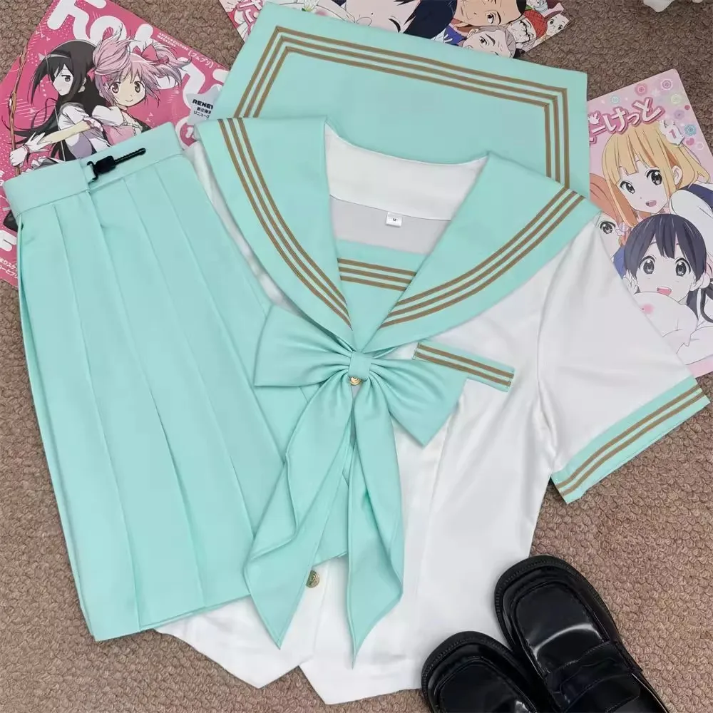 Nuevo traje de marinero verde claro uniforme escolar colegiala japonesa mujer marinero Fuku escuela secundaria coreana Seifuku vestido de marinero