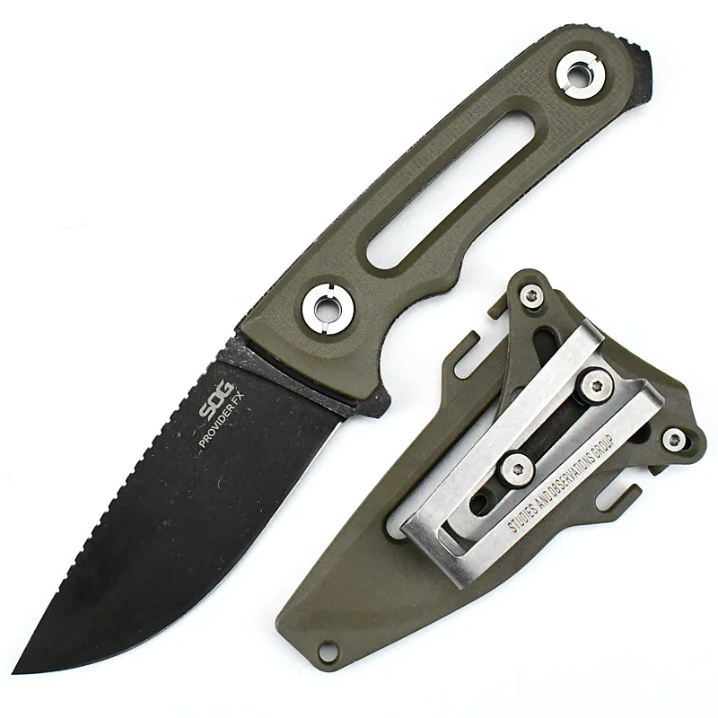

Outdoor Knife Tactical Portable Carry Camping Defensive Survival Knife Sharpened Washable Sheath Nylon Fiberglass + Steel Clip