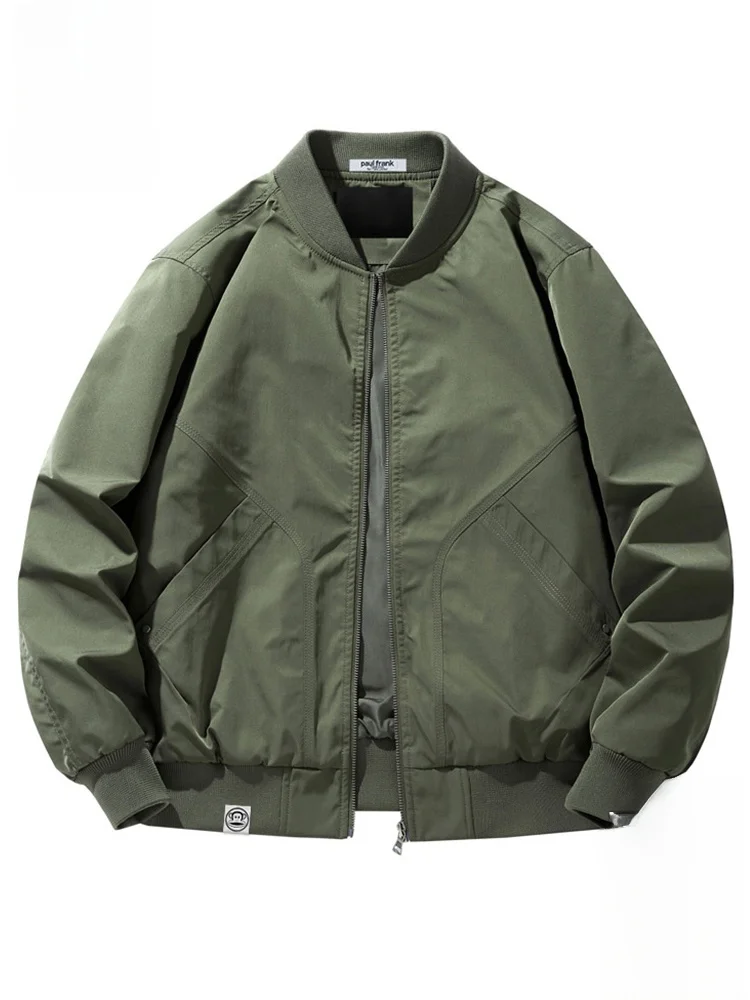 

Loose Fit Monkey American Adstrative Jaet Men's Autumn Casual Zipper ket Wear Resistant Long Sve Coat