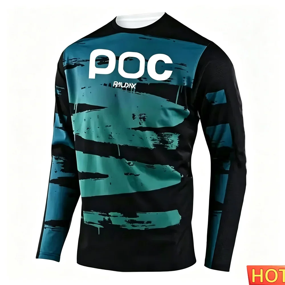Unisex 3D All Over Mountain Bike Long Sleeve Jersey Black Fluorescent Green Brush Stroke Print MTB Off-road Cycling Sports Tops view 4