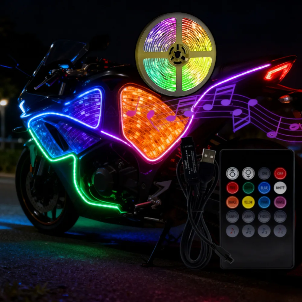 

LED Strip Lights with Music Sync RGB Glow 5V USB for PC Monitor TV Backlight Immersive Gaming Room Setup Decoration Lighting