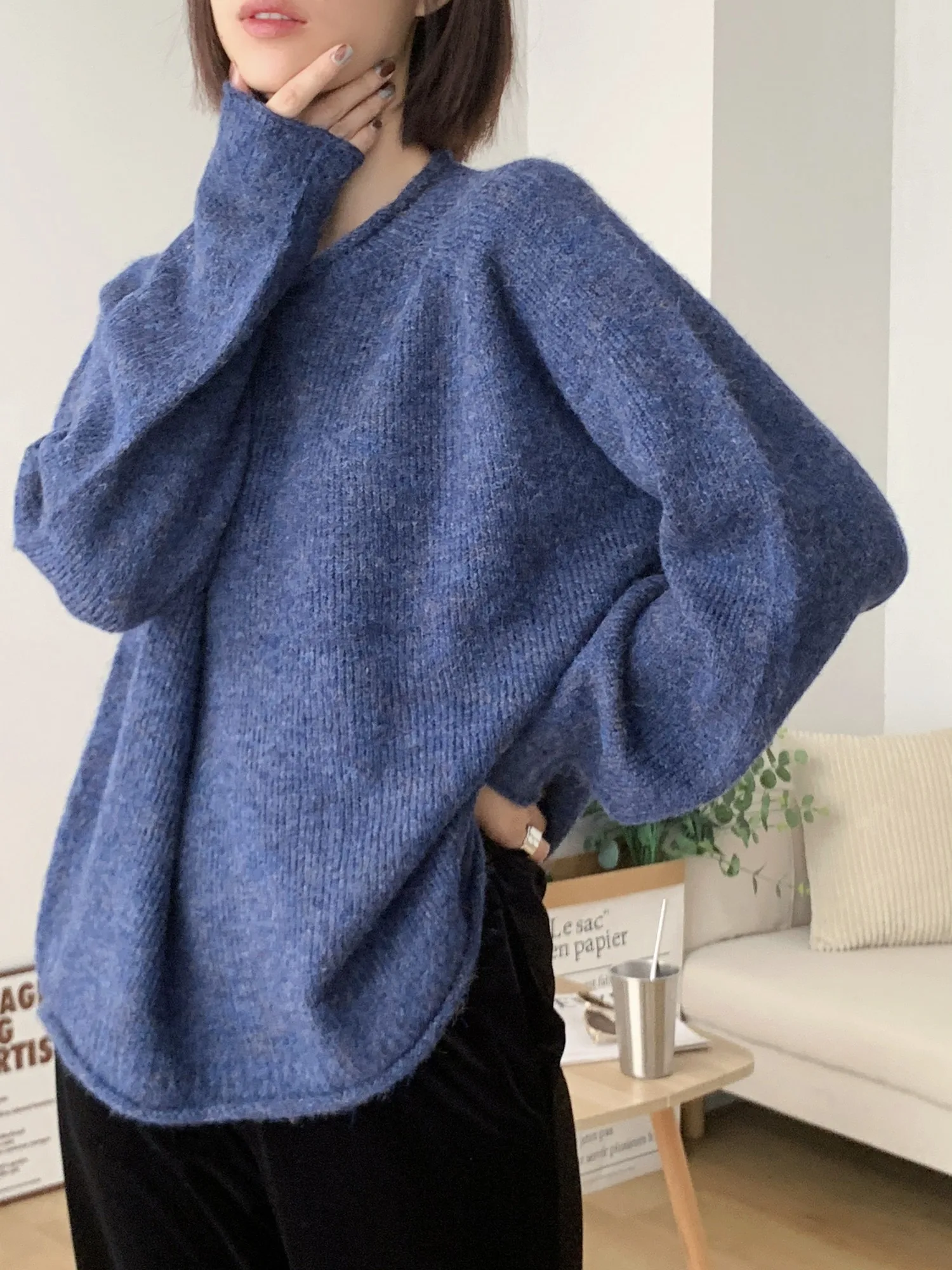 

Aree Home Lightweight Loose Knitwear Sl Fringe Design Wool Blend Comfortable Warmth for Autumn Winter Season