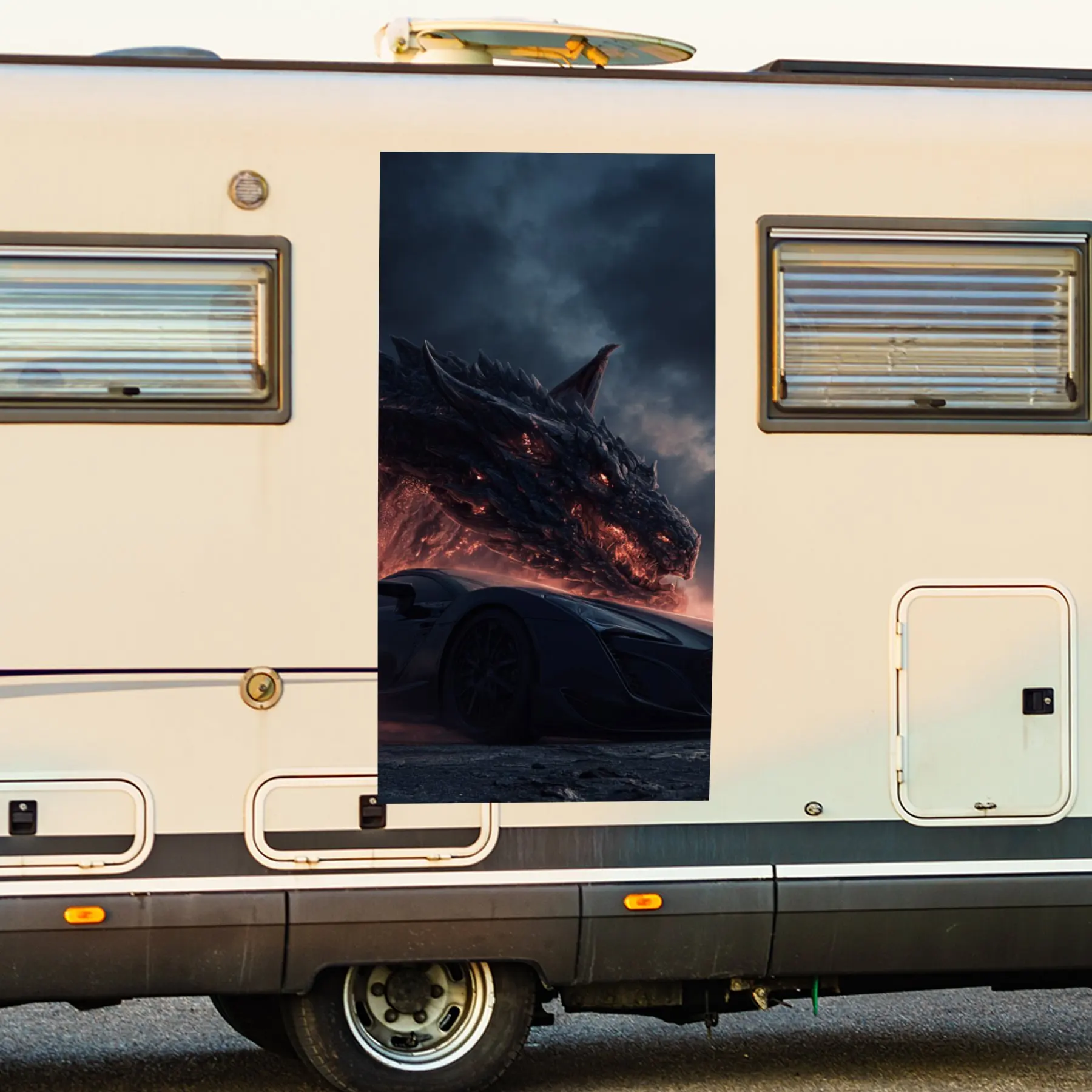 

Виниловая наклейка Dragon для задней части автофургона, водонепроницаемые самоклеящиеся виниловые наклейки для хвоста и бампера автомобиля, украшение - защита RV Vi