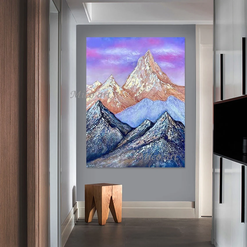 صورة جدارية للمناظر الطبيعية، لوحات زيتية مصنوعة يدويًا من القماش التجريدي على الفن الجبلي، بدون إطار، عمل فني كبير الحجم لغرفة الفندق