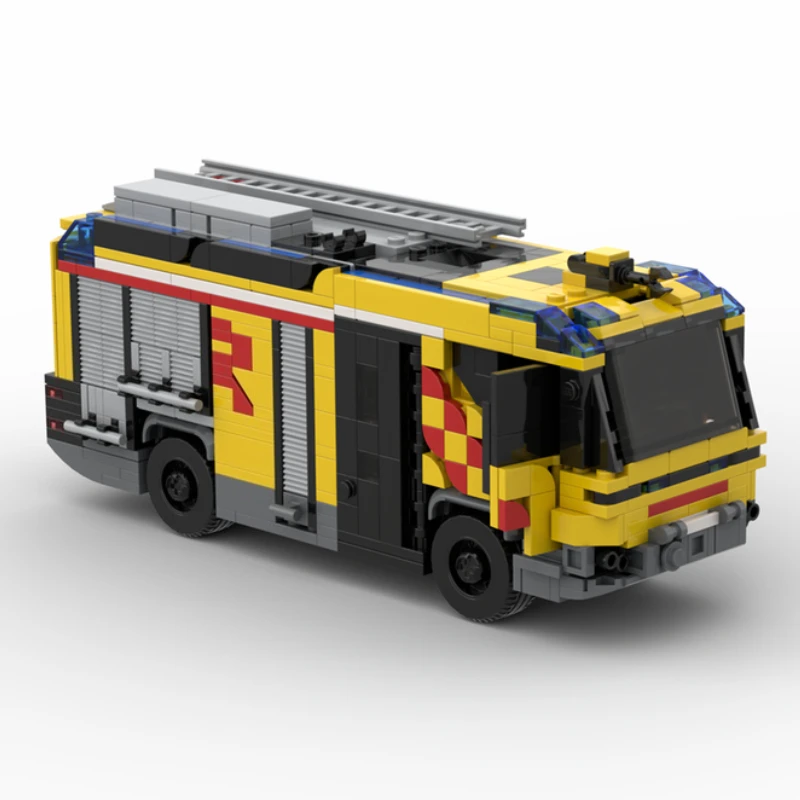 공중 플랫폼이있는 MOC 소방차 빌딩 블록, 구조 미션 모델 키트, 성인 어린이 선물을위한 비상 차량 세트
