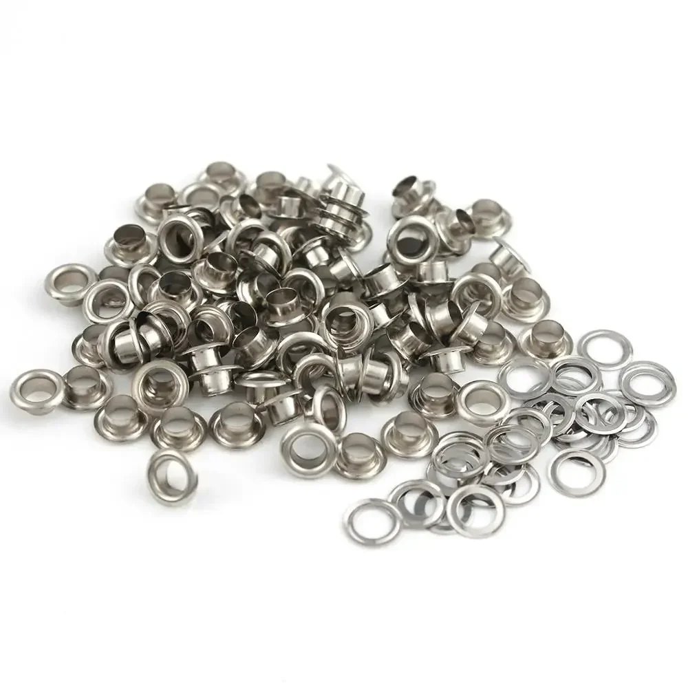 100sets 6/8/10/12mm Brass Eyelets with Washers Grommet Repairing Round Eye Rings for Shoes Bag Clothing Skin Belt Hat