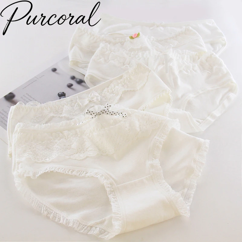 Ladies Underwear Black White Contrast Side Tie String Design Tiny Bow Decor Low Waist Comfort Soft Skin Friendly Panties