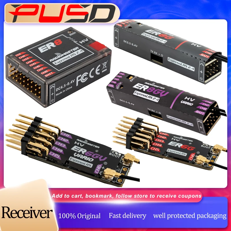 

Mini RC Receiver Radiomaster ER4 ER6G ER6GV ER8G ER8GV 2.4GHz ExpressLRS 4-8CH 100mw CRSF for FPV Drone Boat Car