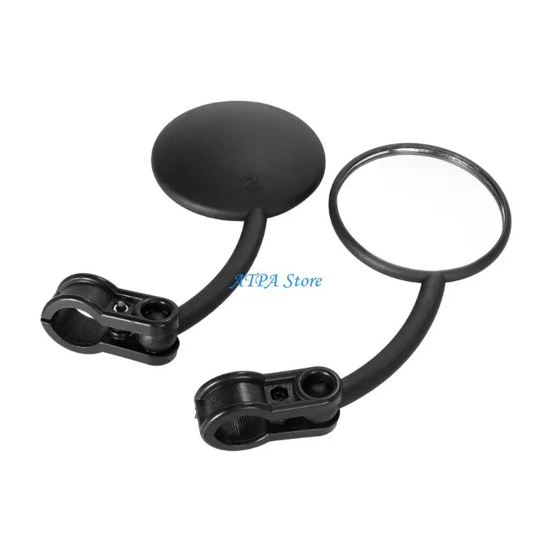 U13C Round Motorcycle Mirror Set, 22mm Handlebar Clip On Mirrors with Retro Mini Profile, Metal Stem and Adjustable Viewing for