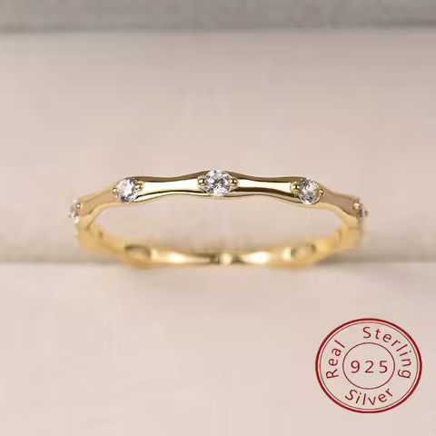 925 Sterling Silver Zircon Simple Personalized Bamboo Ring For Women Anniversary Party Fashion High Quality Fine Jewelry