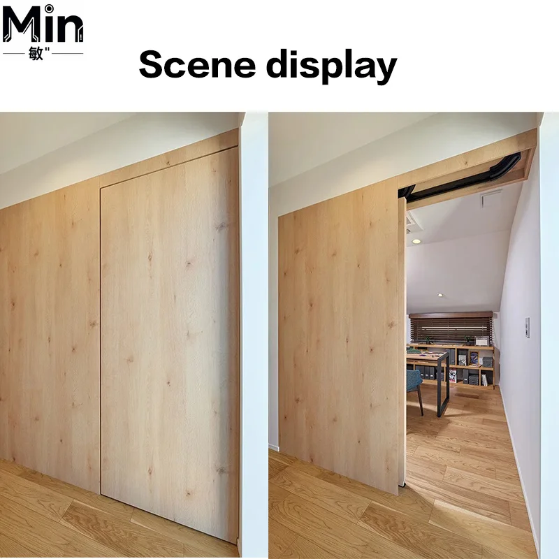 Second Generation Invisible Buffered Flat Sliding Door Track Hardware Kit for Wardrobe Closet Bedroom Hidden Door Installation