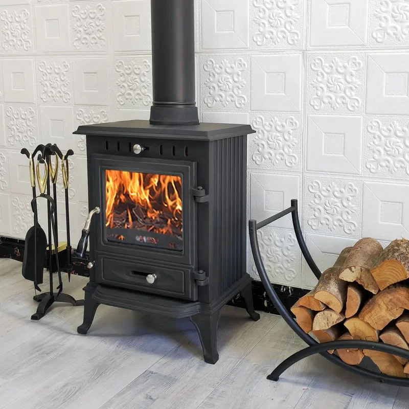 Modern Cast Iron Wood Burning Stove Fireplace for Home Villa Tent Shop Bed and Breakfast Indoor Heating Heater
