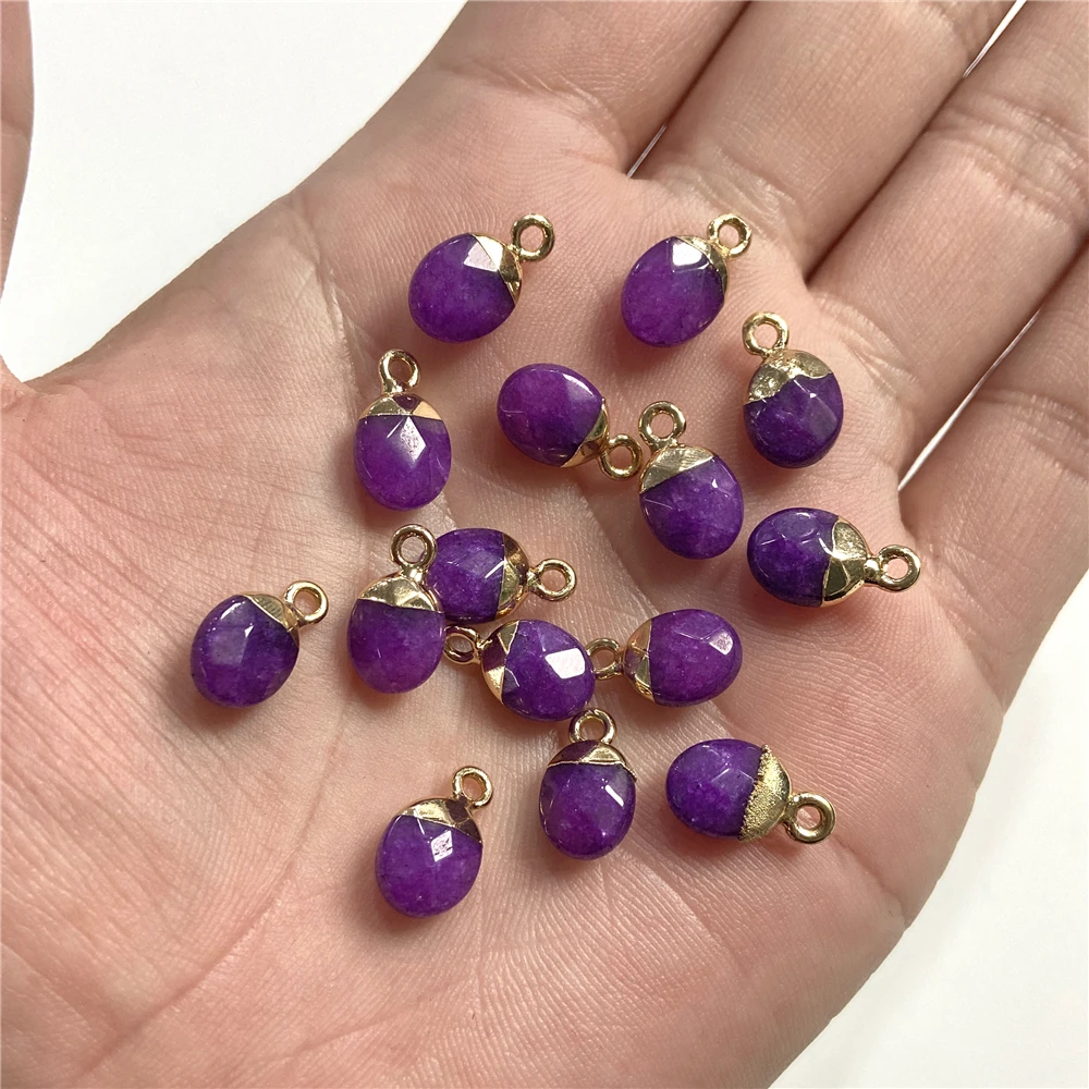 6x10mm Félkegyelmű faceted Ovál Alak Kő Medál chalcedony Kvarc howlite charms számára ékszer Gyártás DIY Fülbevaló accessor 5db