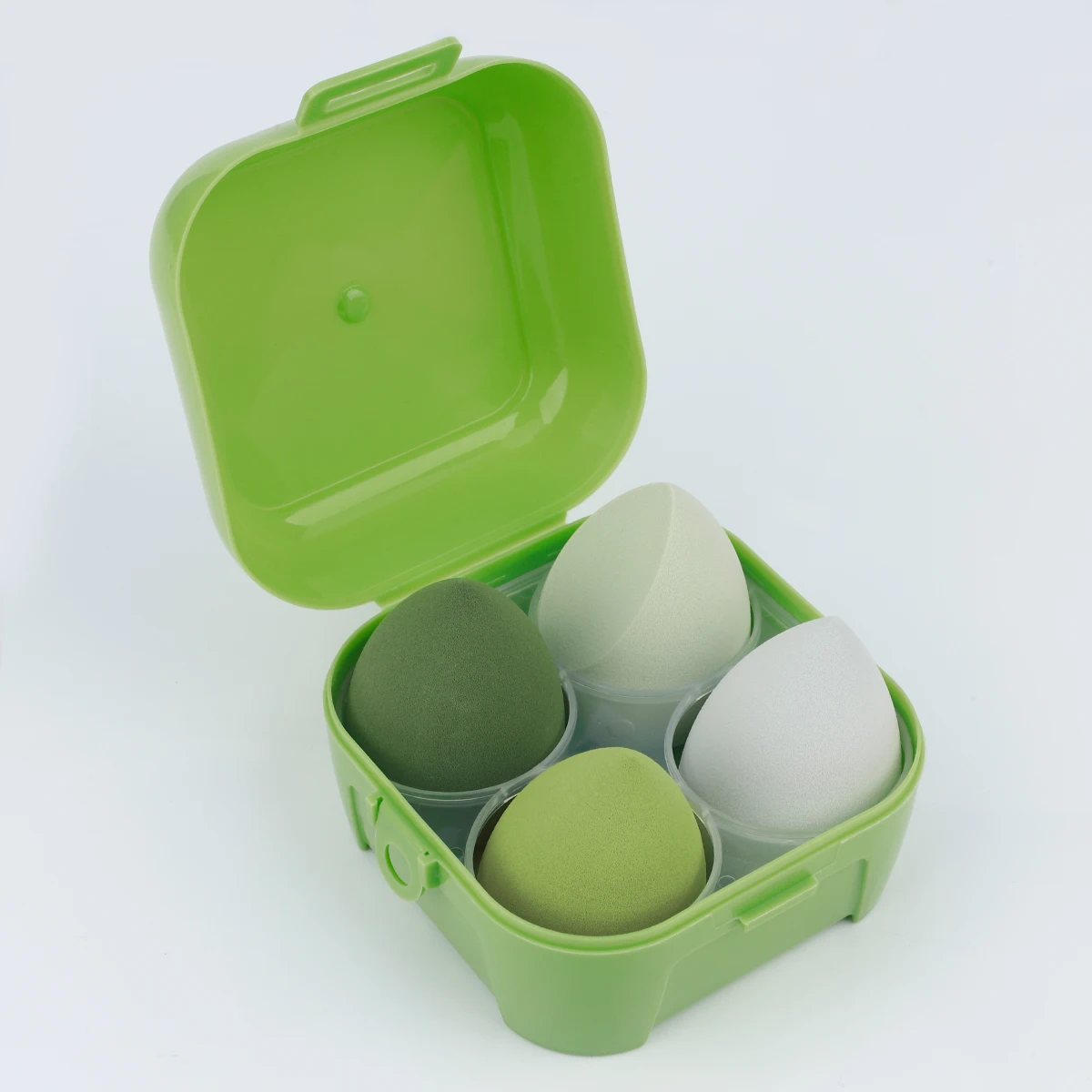 مجموعة إسفنجة مكياج عالمية، إسفنجة مزج كريم الأساس، سائل لا تشوبه شائبة، كريم وبودرة، إسفنجة مكياج متعددة الألوان مع مساحة تخزين