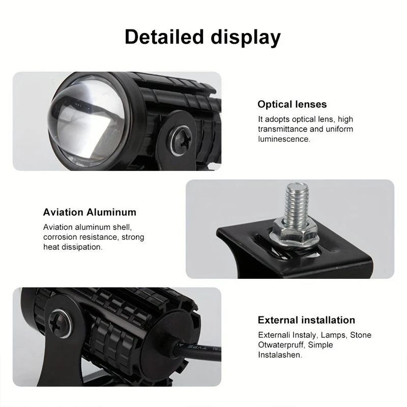 2pcs/1pc Spotlight Headlights Explorers Motorcycle Accessories Truck Car Auxiliary Additional Mini Projector Headlamp Fog Lights