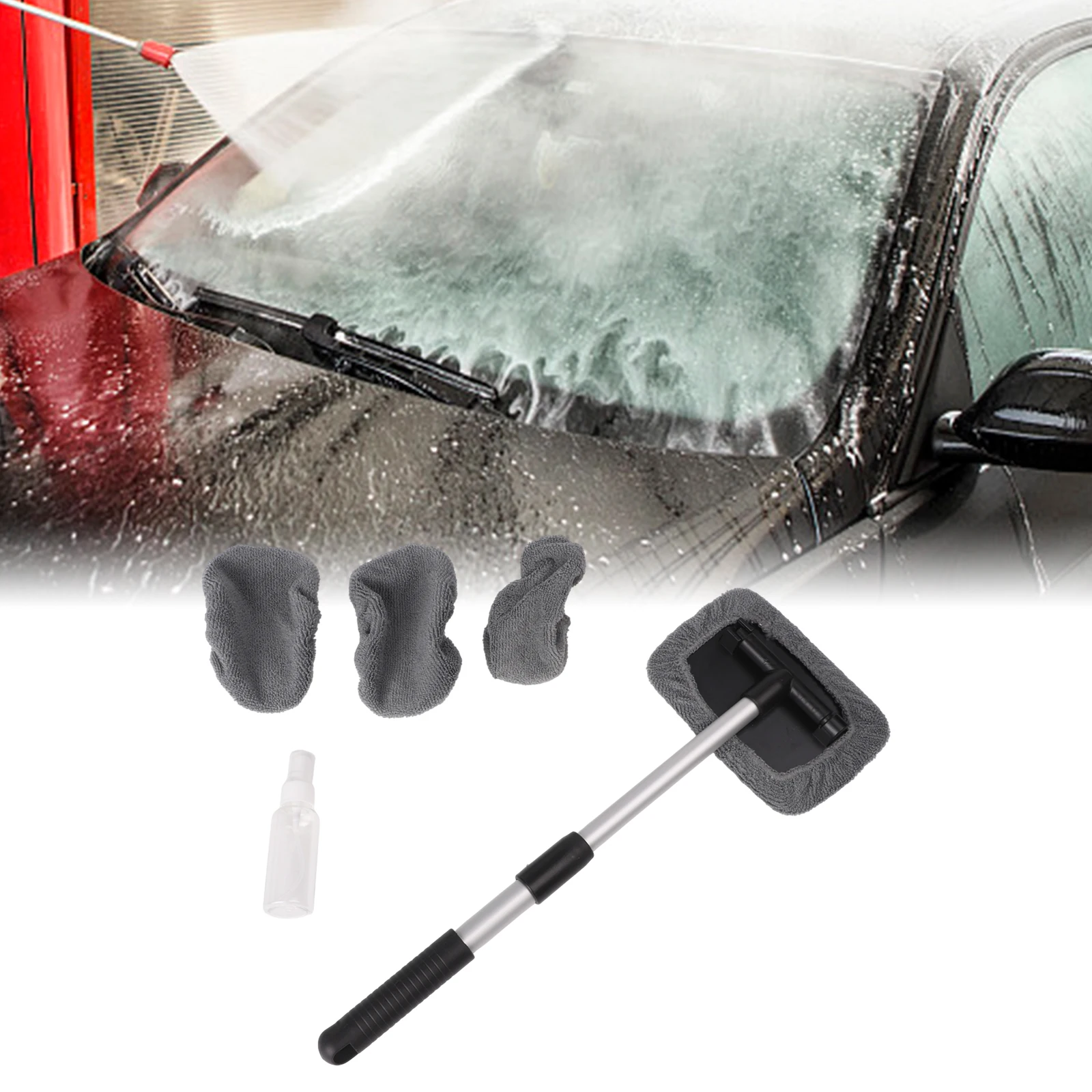 for versatile Window Cleaning Brush Car Wash Car Wash Brush Comfortable Length Adjustment Ergonomic Design Extendable Handle