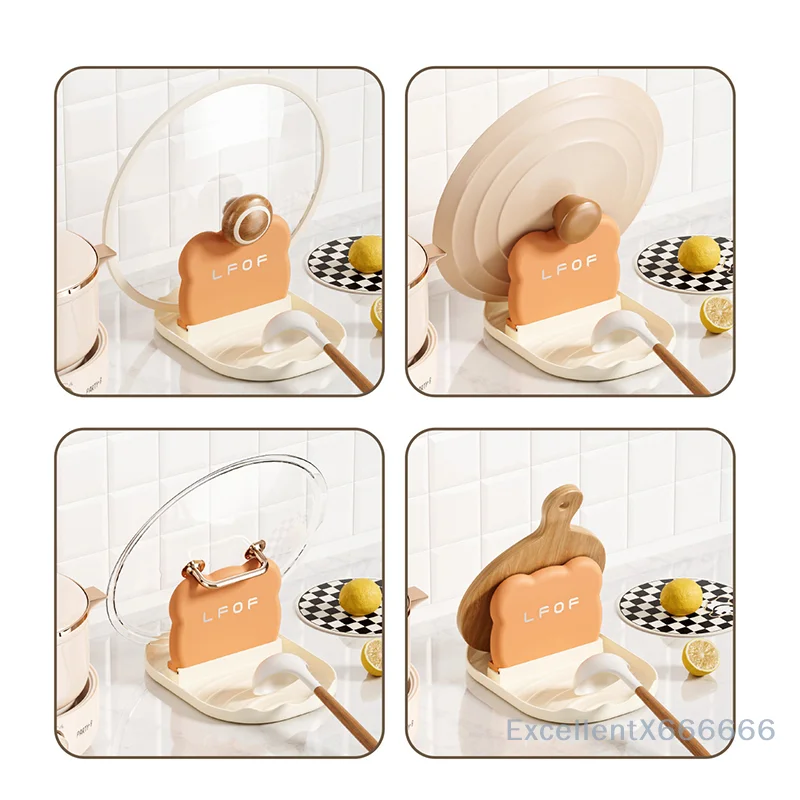 1 Piece Pot Lid Rack, Stove Top Spoon Rack, Kitchen Countertop Heat Resistant Lid Rack, Cute Cooking Utensil Rack