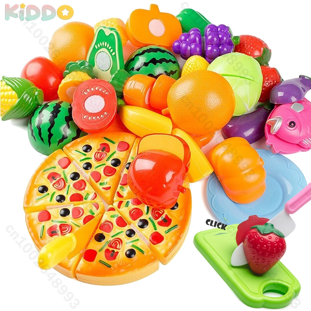 カットできるおもちゃの食べ物 キッチンごっこ遊び 果物と野菜 ピザおもちゃセット ゲームアクセサリー 幼児向け教育玩具