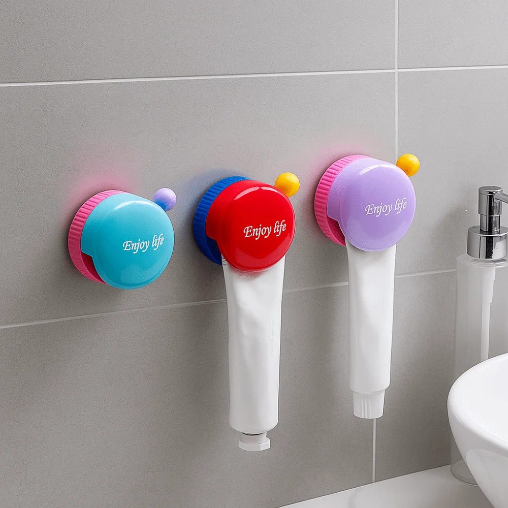 

3Pcs Dopamine Suction Cup Toothpaste Storage Rack Plastic Waterproof Toothpaste Clip Moisture-proof Wall Mounted