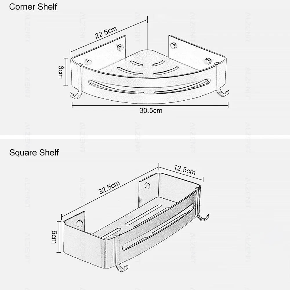 Corner Shelf Black Shower Storage Rack Aluminum Shampoo Holder Wall Mounted Organizer Hanger Bathroom Caddy Kitchen Accessories