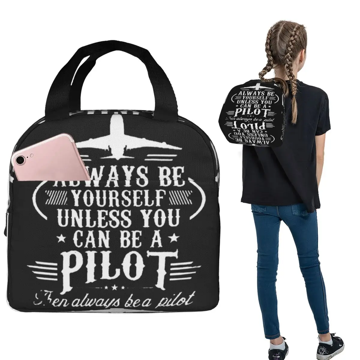 

Термосумка для обедов Born To Fly Captain Stripes Flight Pilot Aviation Aviator, изолированная, для женщин и детей, для еды, термосумка-тоут