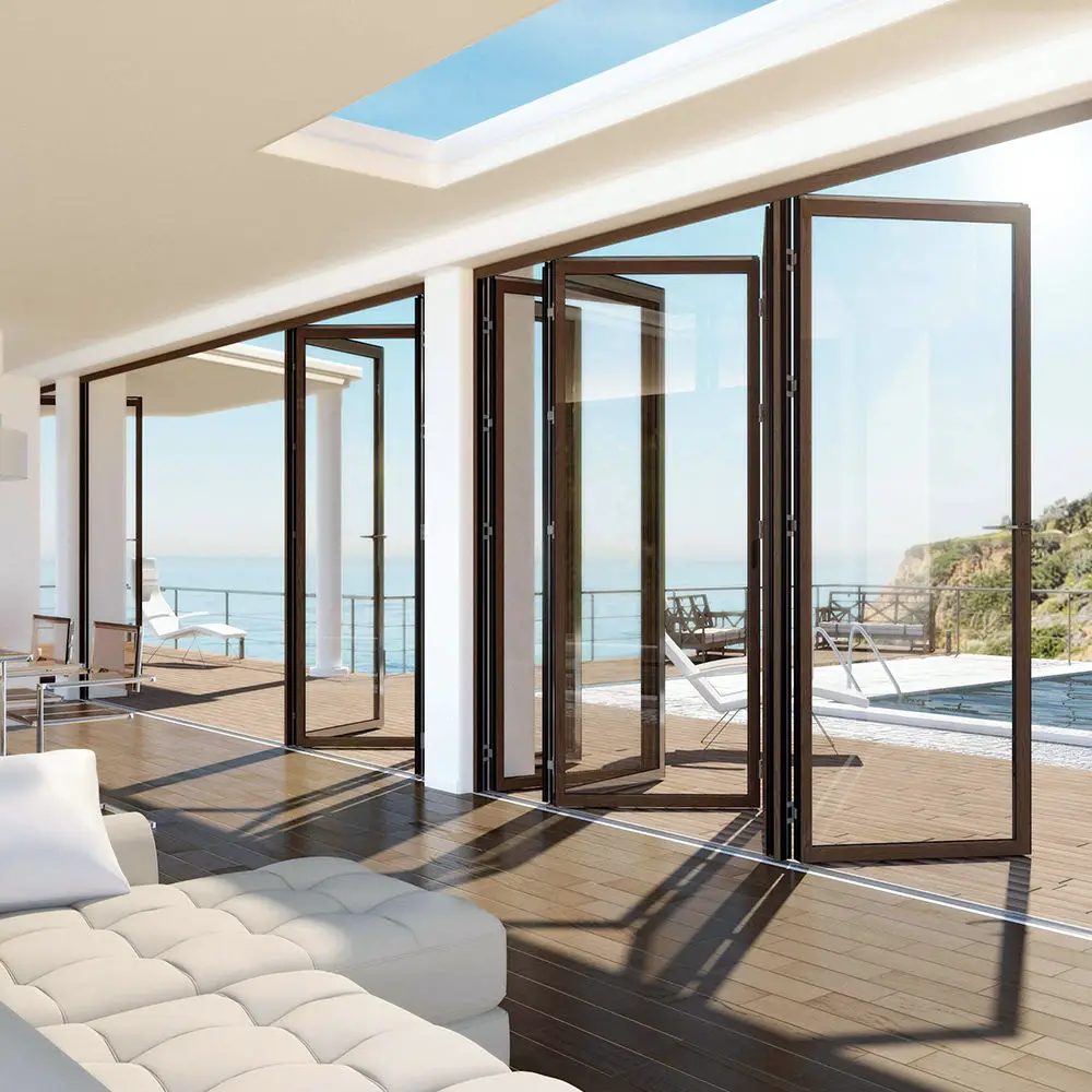 Living Room UV Protection Panoramic View Folding Door High Quality Accordion Folding Doors Horizontal Sliding Stacking Doors