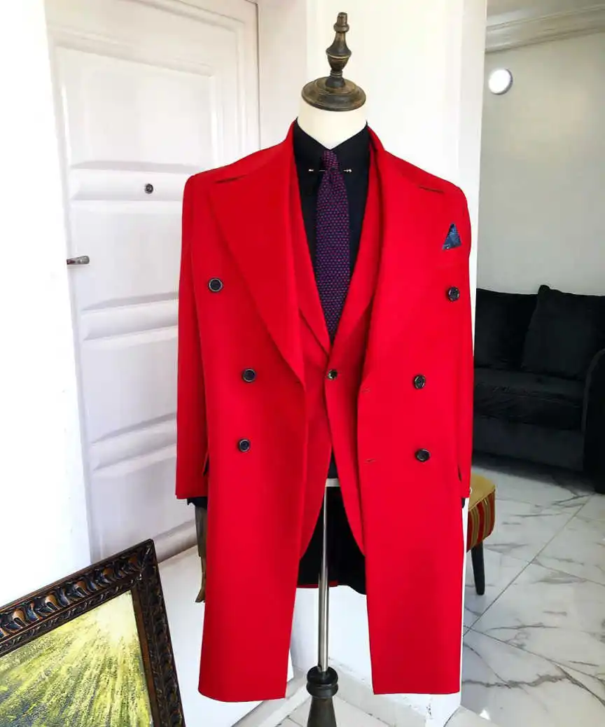 الشتاء الرجال معطف طويل 1 قطعة السترة مزدوجة الصدر عالية الجودة العريس مناسبة الزفاف الدفء في الهواء الطلق حسب الطلب