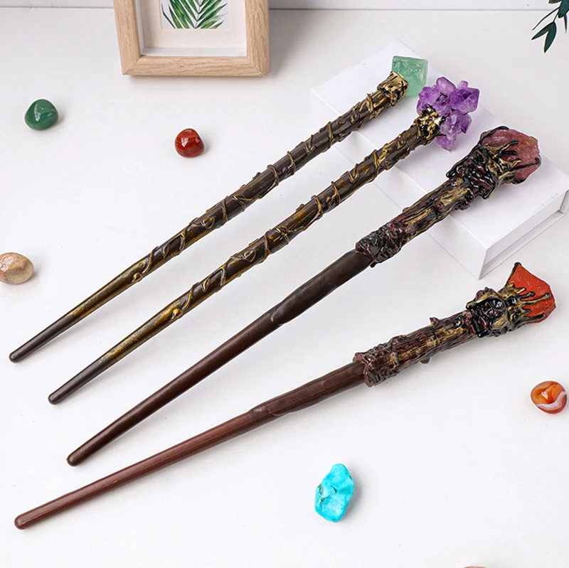 Natural Crystal Handmade Jewelry Magic Stick Witch Princess Cosplay Props Fairy Wand Halloween Gift Ritual Tool Decoration