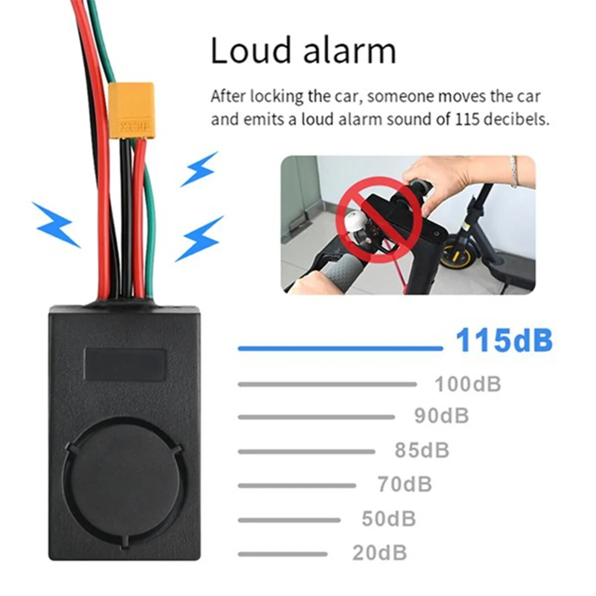 AC22 لـ Max G30 G30D إنذار مضاد للسرقة مع جهاز تحكم عن بعد 36-55 فولت 115db جرس