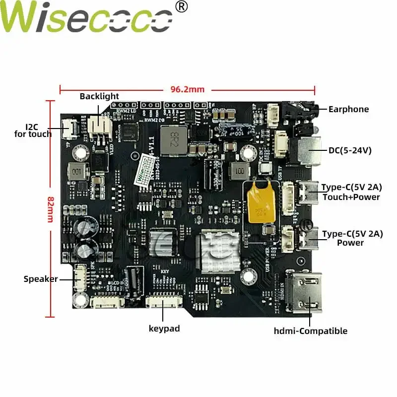 Imagem -02 - Wisecoco-display Lcd de Alto Brilho Luz Solar 2000 Nits Ips Tela Fhd Toque Placa Controladora de Temperatura Ampla