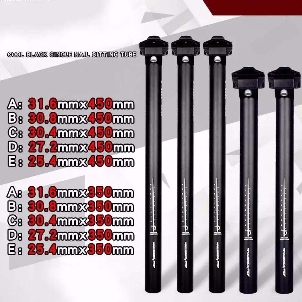 Bicycle Seat Post Extended Aluminum Alloy Black Road Mountain Bike Parts Size 25.4/27.2/28.6/30.4/30.8/31.6*350/450mm Seatpost image 2