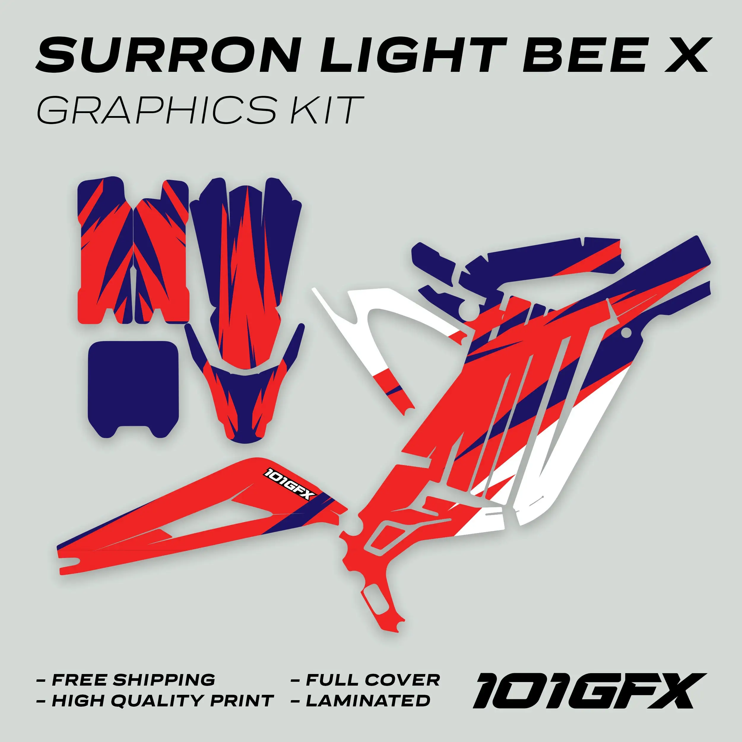 Graphics Kit CRACK Blue Red Decals Stickers Laminated Thick  L1E For Surron Light Bee X