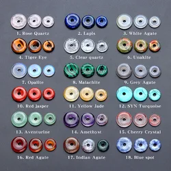 12-16mm Peace Buckle Natural Stone Crystal Agate Donut Pendant Large Hole Loop Beads for Jewelry Making DIY Necklace Accessories