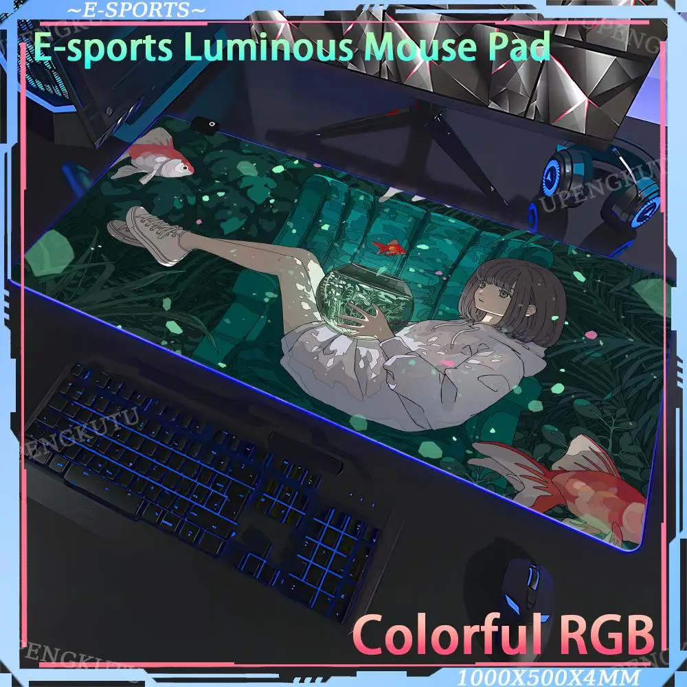 A_anime_girl_animal_ears_loli Mouse Gaming accessories Pad RGB game mechanical desk Computer desk pad