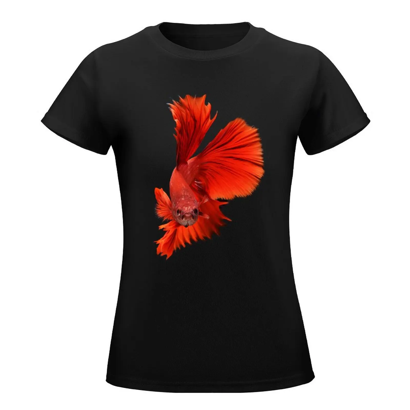 Red Fighting Fish T-Shirt anime clothes korean fashion aesthetic clothes oversized western t shirts for Women