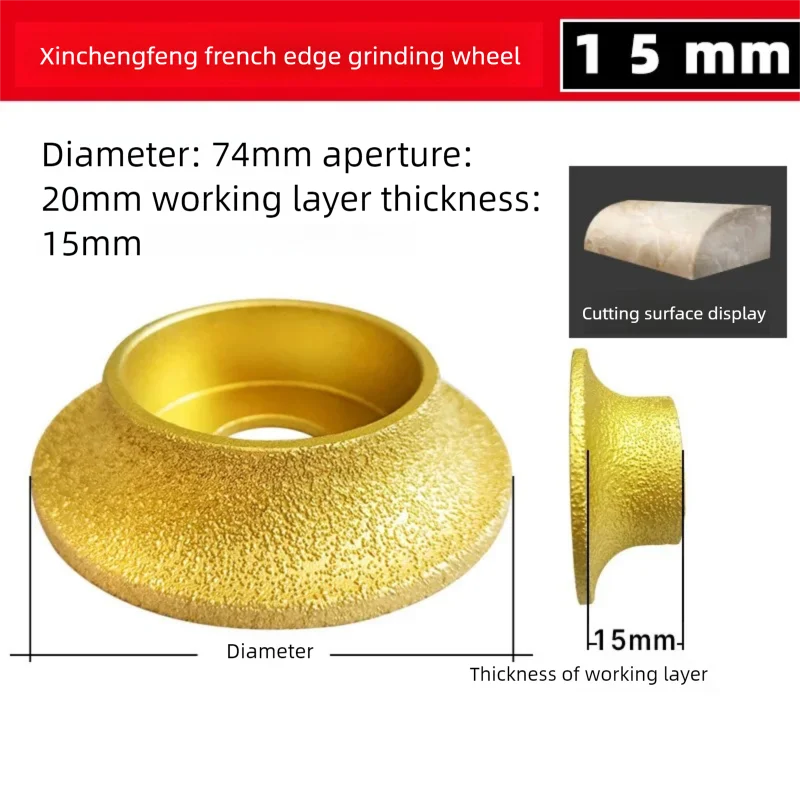 

15mm French Edge Vacuum Brazed Diamond Polishing Wheel Bore for Tile Quartz Marble Granite Stone Angle Grinder