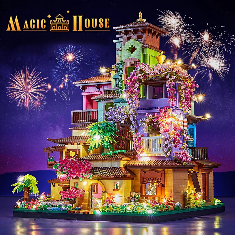 

7080PCS Magic Castle Sakura House Building Blocks City Street View Villa Model With LED Lights Mini Bricks Toys Christmas Gifts