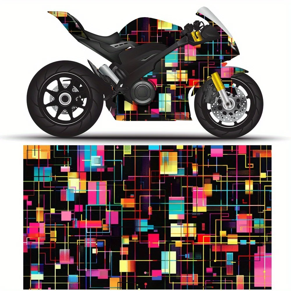 

Technology Circuit Line Data Matrix PVC Motorcycle Vinyl Wrap, Self-Adhesive Waterproof Sticker, Anti-Scratch Decorative Film fo