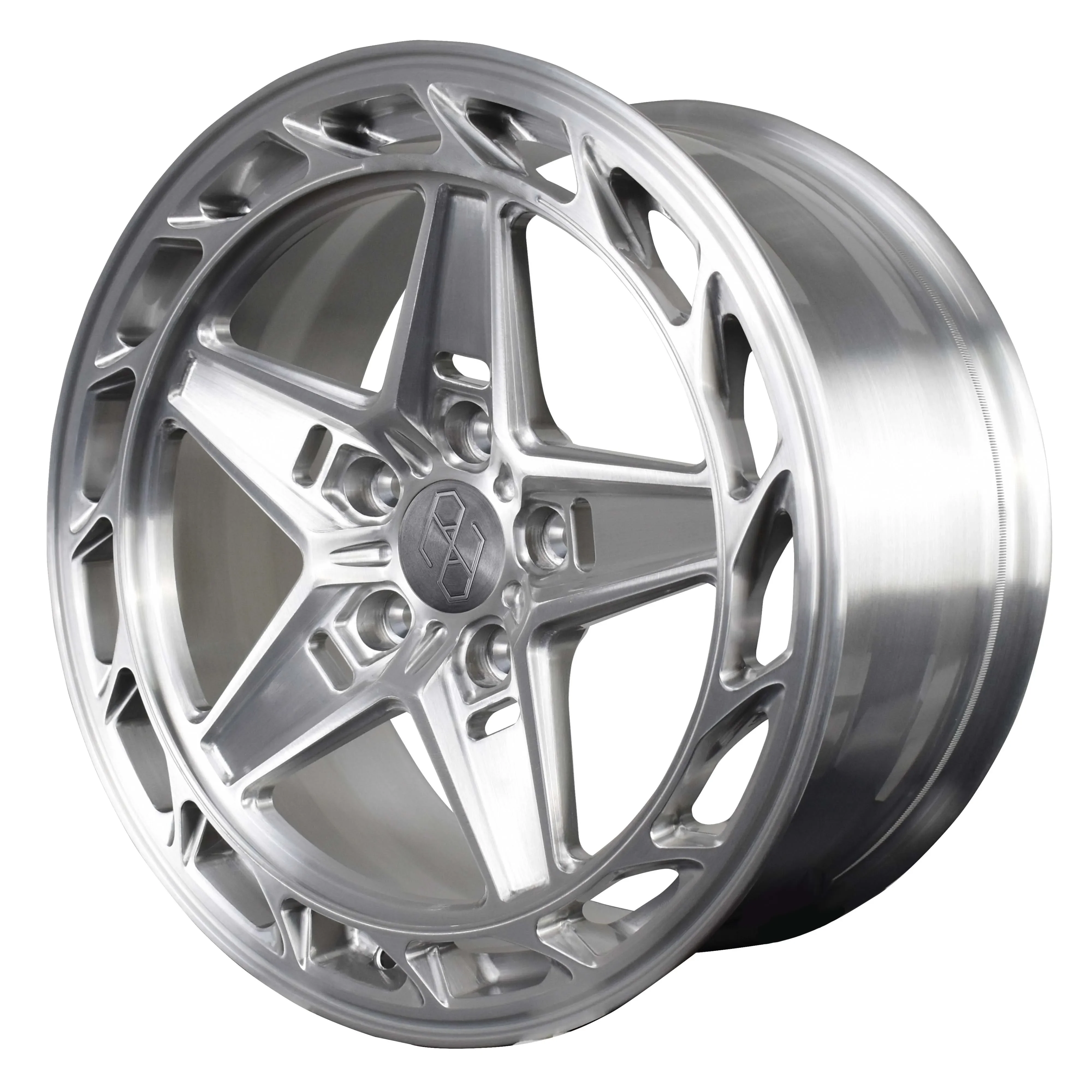 Pengzhen  One Piece Brushed Silver Five Spoke 17 Inch 5x112  Forged Passenger Car Alloy Wheels Hubs for