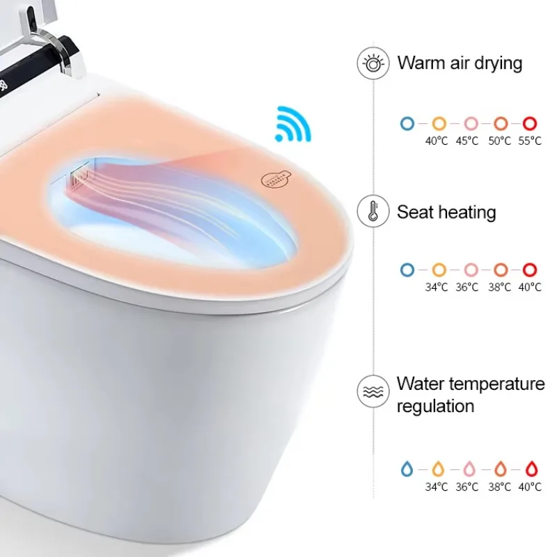 Toilet Cerdas Wc Pintar Otomatis Elektrik Keramik Tanpa Tangki Siram Kaki Satu Bagian Pemasangan Lantai Portabel dengan Fungsi Bidet