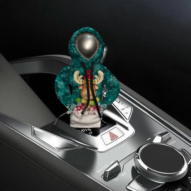 Car Gear Shift Cover Christmas Print Car Shift Hoodie Cover Gear Stick Cover Comfortable Car Gear Shift Decoration Gear Shifter