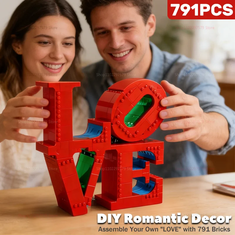 791 pezzi di blocchi di costruzione d'amore d'arte romantica modello decorazione domestica creativa per San Valentino e regali di Natale per ragazzi e ragazze
